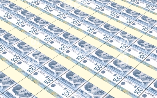 Serbian dinar bills stacks background