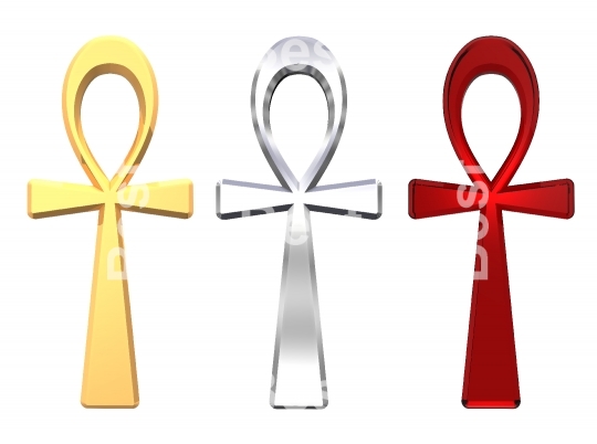 Set of ankh symbols isolated on the white. 