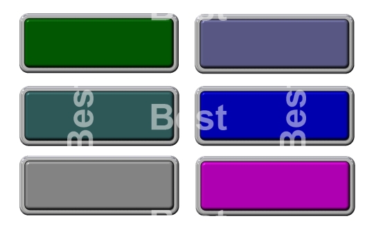 Set of shiny, rectangle buttons isolated on white. 