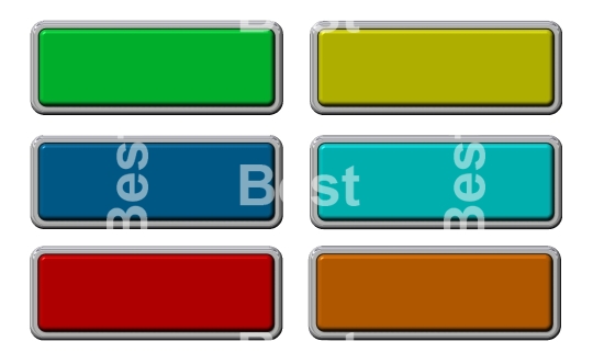 Set of shiny, rectangle buttons isolated on white. 