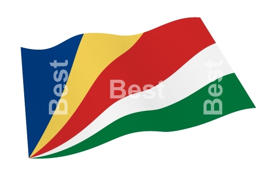 Seychelles flag isolated on white background with clipping path from world flags set