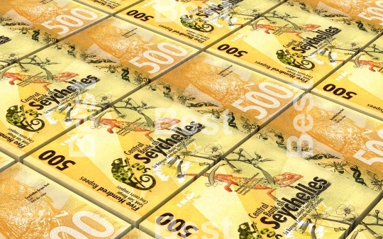 Seychelles rupee bills stacks background