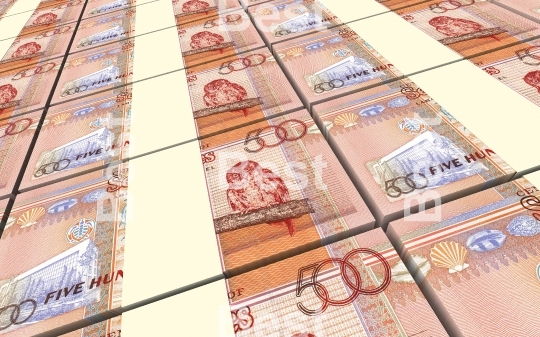Seychelles rupee bills stacks background