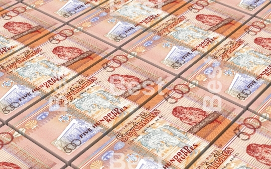Seychelles rupee bills stacks background
