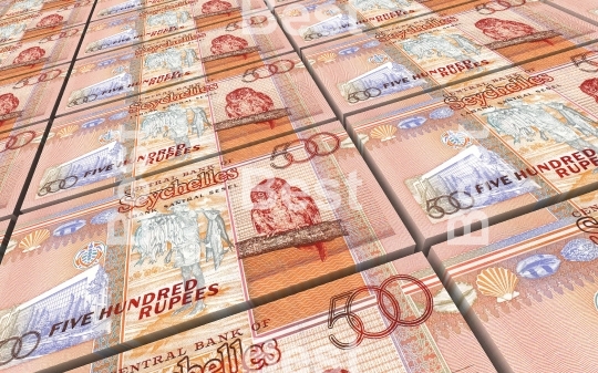 Seychelles rupee bills stacks background