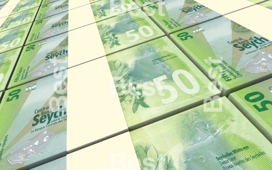 Seychelles rupee bills stacks background