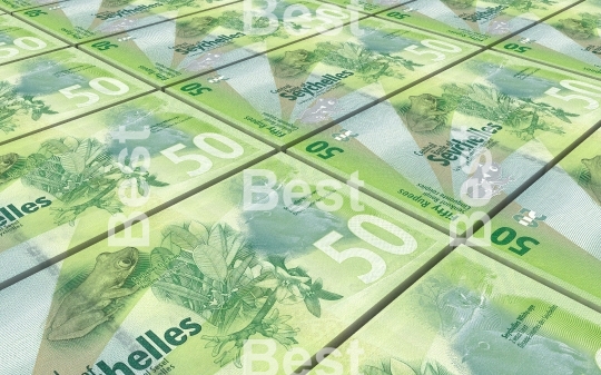 Seychelles rupee bills stacks background