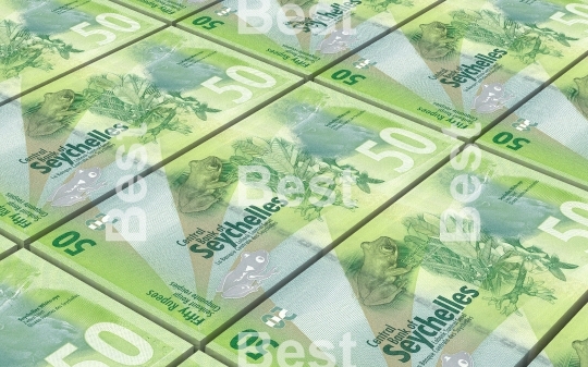 Seychelles rupee bills stacks background