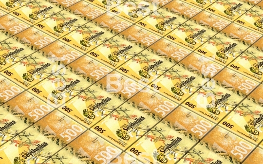 Seychelles rupee bills stacks background