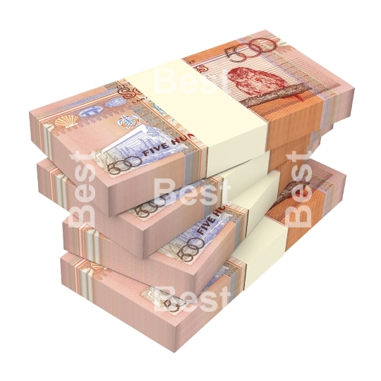 Seychelles rupee bills stacks isolated on white background