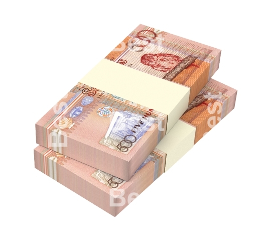 Seychelles rupee bills stacks isolated on white background