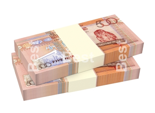 Seychelles rupee bills stacks isolated on white background