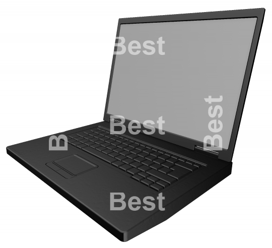 Shiny black laptop isolated on white.