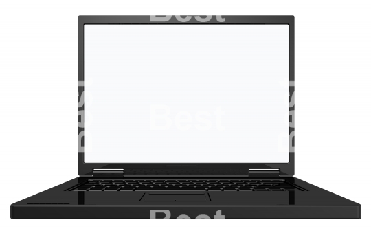 Shiny black laptop isolated on white.