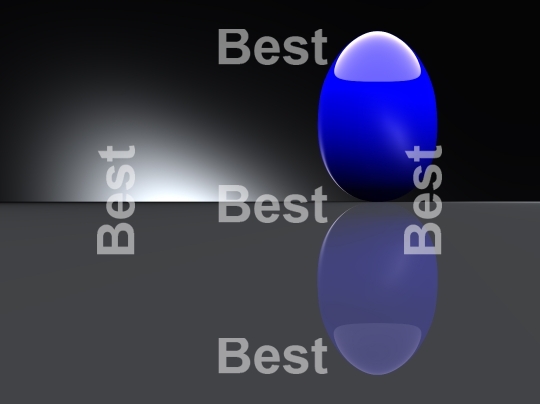 Shiny blue egg on black background.