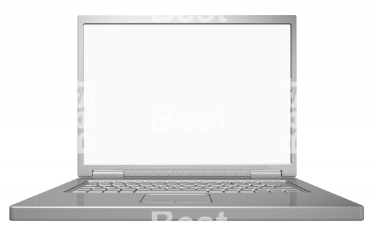 Shiny grey laptop isolated on white