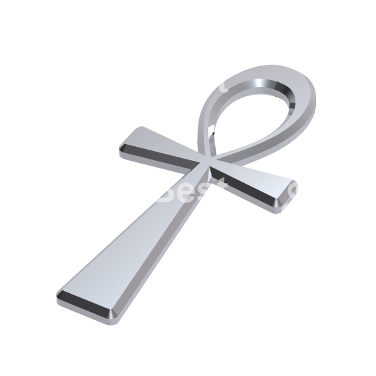 Silver ankh symbol isolated on the white. 