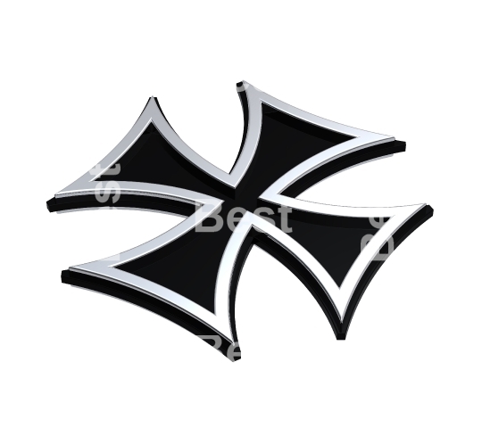 Silver choppers cross isolated on white. 