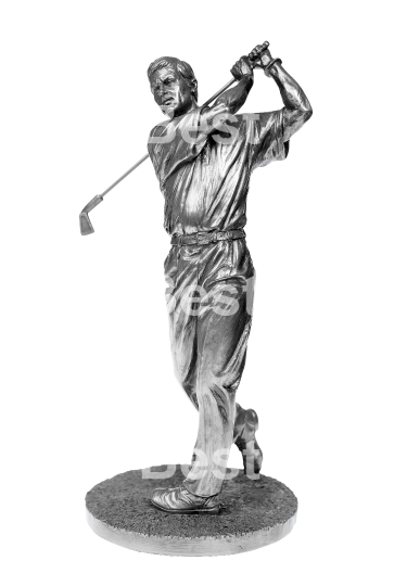 Silver golfer statue