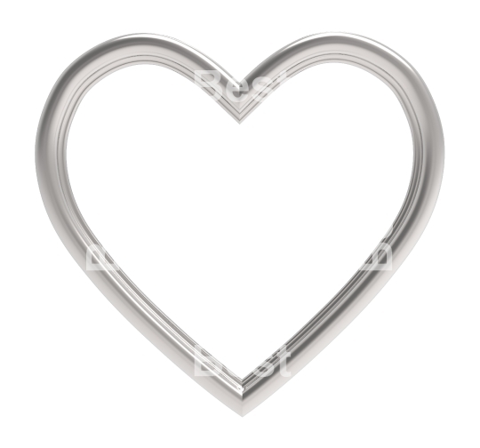 Silver heart picture frame isolated on white.