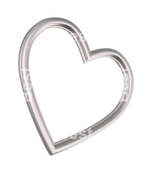 Silver heart picture frame isolated on white.