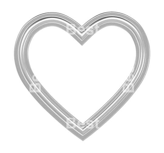 Silver heart picture frame isolated on white