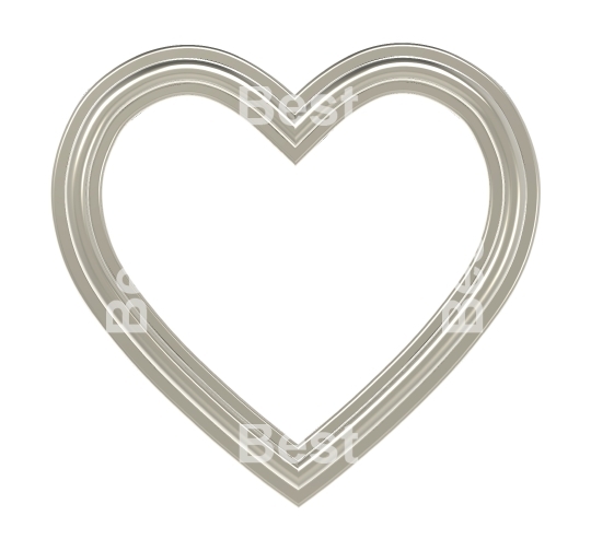 Silver heart picture frame isolated on white