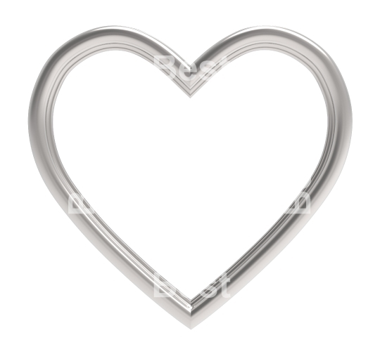 Silver heart picture frame isolated on white