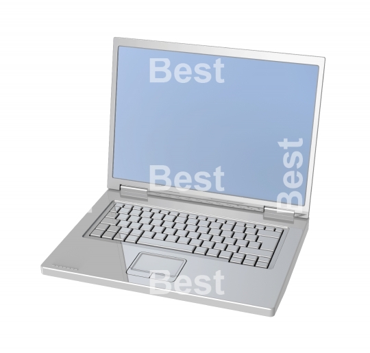 Silver laptop isolated on white.