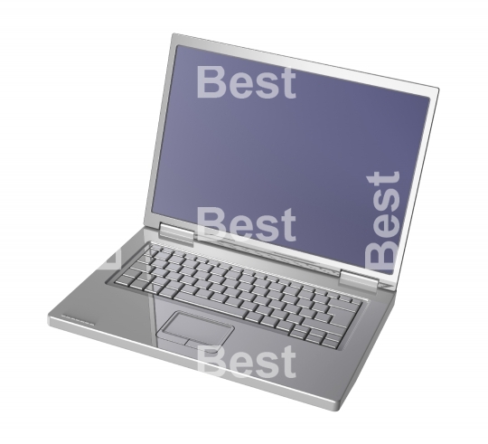 Silver laptop isolated on white.