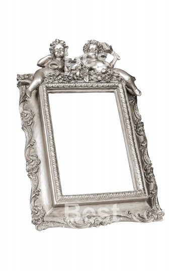 Silver picture frame with angels