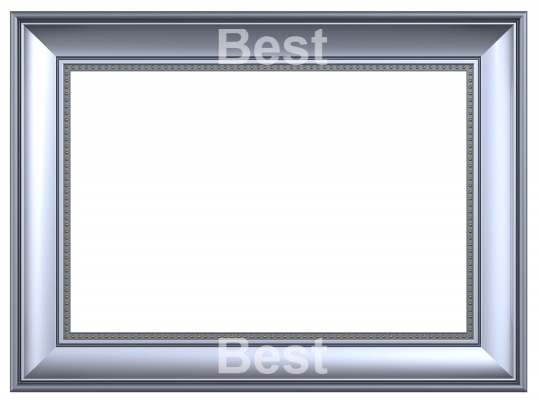 Silver rectangular frame isolated on white background. 