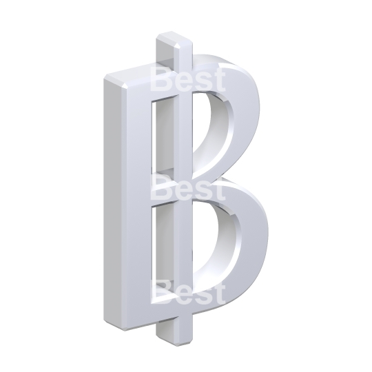 Silver Thai baht sign isolated on white. 