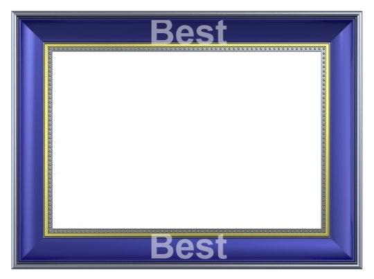 Silver-blue rectangular frame isolated on white background. 