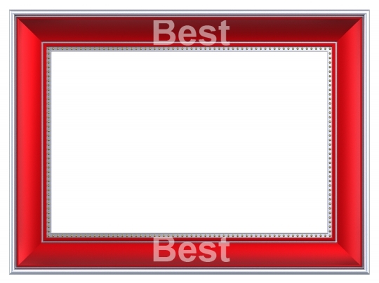 Silver-red rectangular frame isolated on white background. 