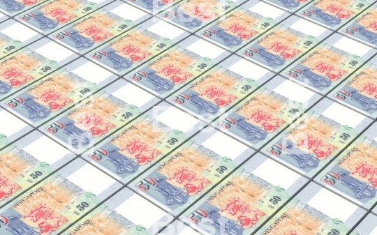 Singaporean dollar bills stacked background