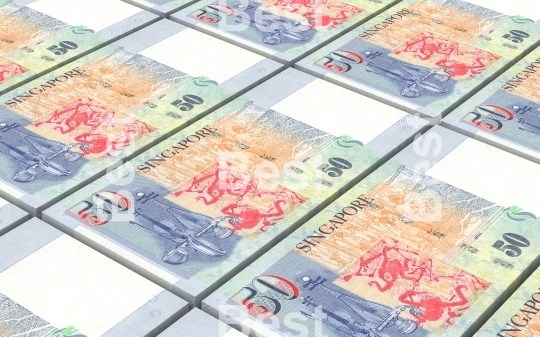 Singaporean dollar bills stacked background