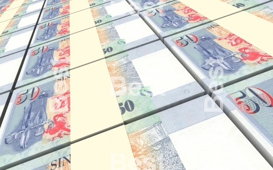 Singaporean dollar bills stacked background