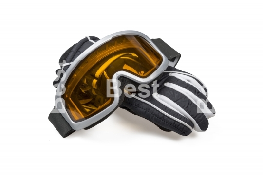 Ski gloves with goggles