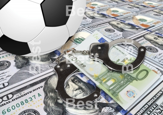 Soccer gambling corruption concept. 