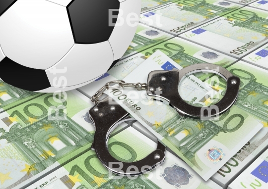 Soccer gambling corruption concept. 