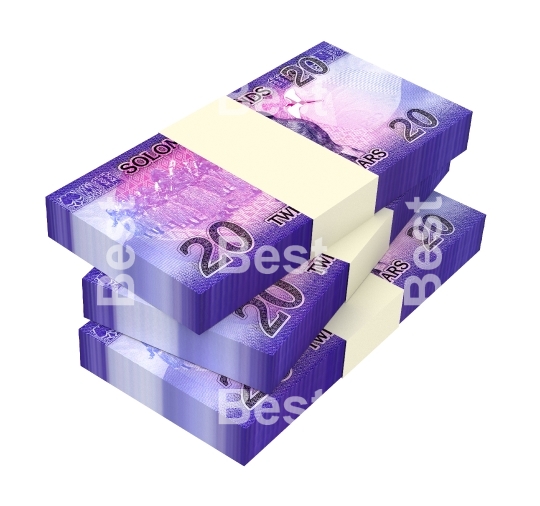 Solomon Islands dollars bills isolated on white with clipping path