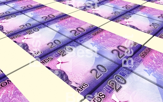 Solomon Islands dollars bills stacks background