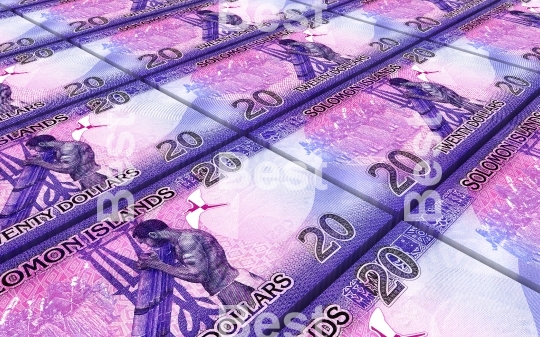 Solomon Islands dollars bills stacks background