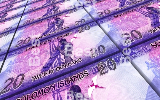 Solomon Islands dollars bills stacks background