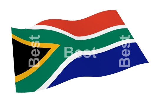 South Africa flag isolated on white background with clipping path from world flags set