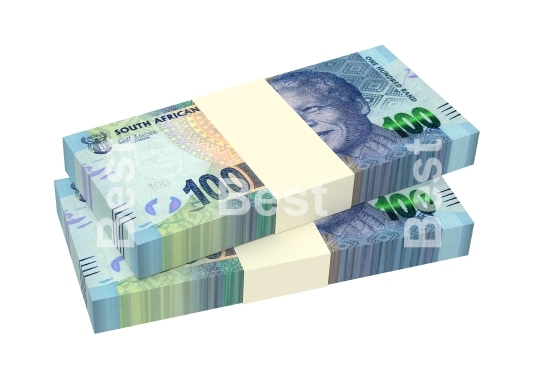 South african rands bills isolated on white background