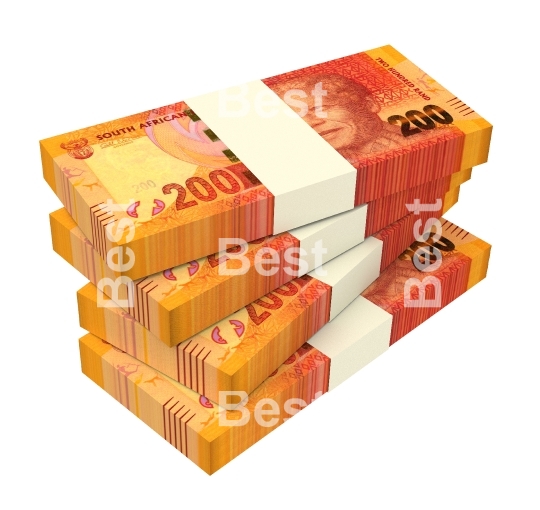 South african rands bills isolated on white background