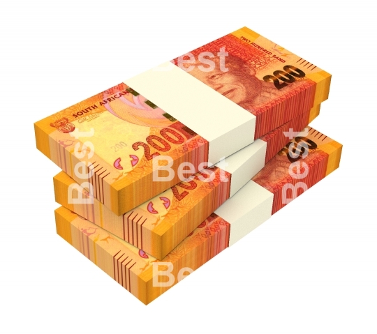 South african rands bills isolated on white background