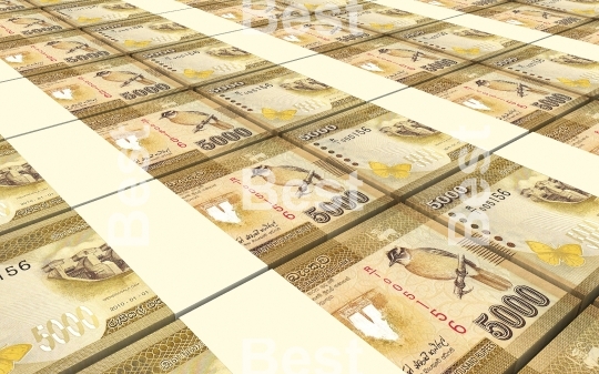 Sri Lankan bills stacks background